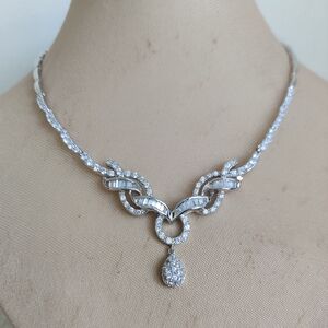 Spectacular Sterling Silver 925 Diamante Crystal Necklace